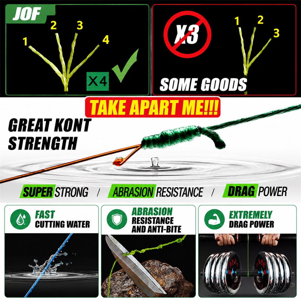 JOF 4X Tali Pancing PE Kepang  - Fish Finder Cable ulasan dan harga